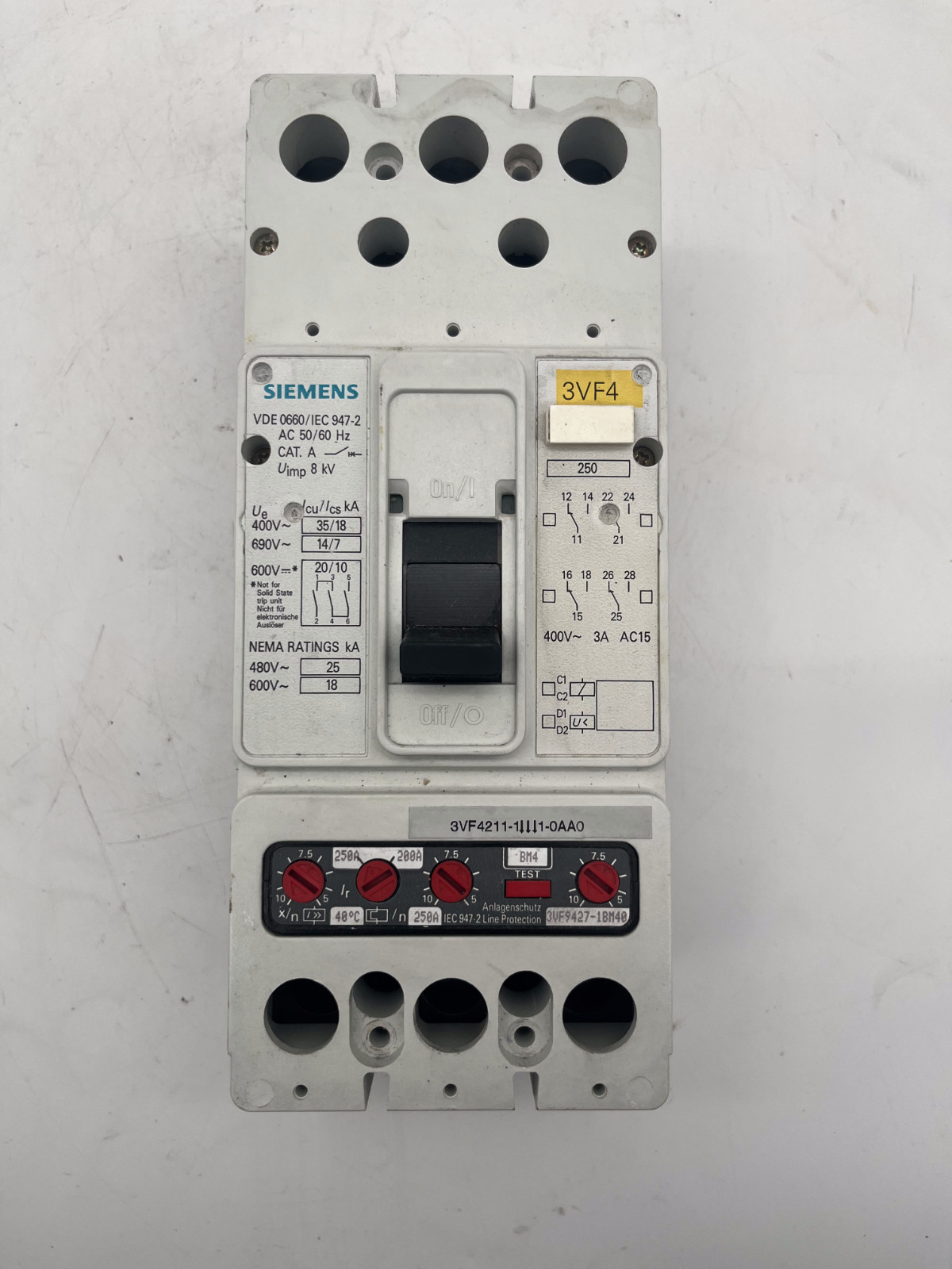 Siemens 3VF4211-1DK41-0AA0 | VDE 0660/IEC 947-2 Circuit Breaker 3-Pole, Siemens, Bild 3 von 7