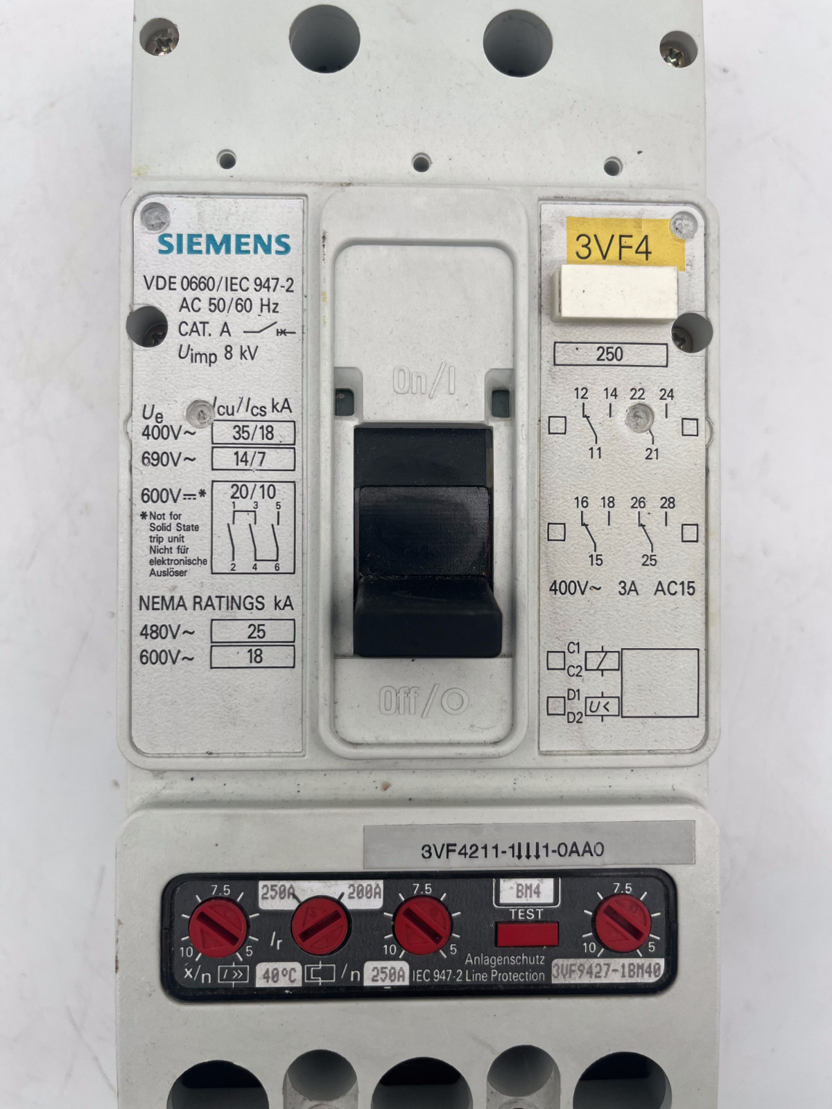 Siemens 3VF4211-1DK41-0AA0 | VDE 0660/IEC 947-2 Circuit Breaker 3-Pole, Siemens, Bild 7 von 7
