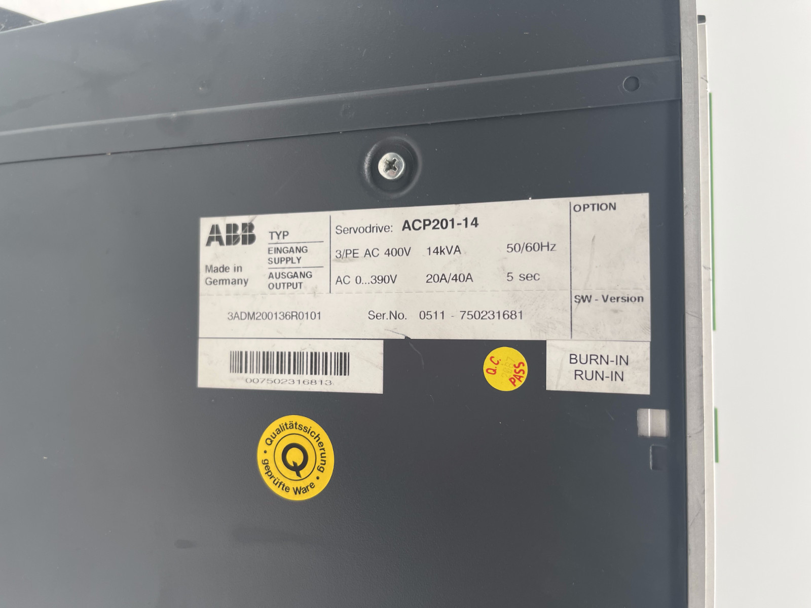 ABB Servodrive 201 ACP201-14 | 3ADM200136R0101 Inverter 14KVA, ABB, Bild 3 von 6