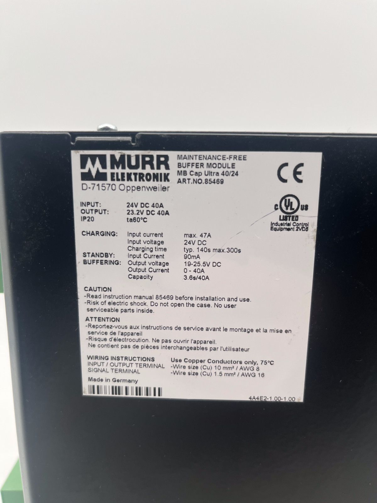 Murr Elektronik buffer module MB Cap Ultra 40/24 85469 24VDC 47A, Murr Elektronik, photo 3 of 6