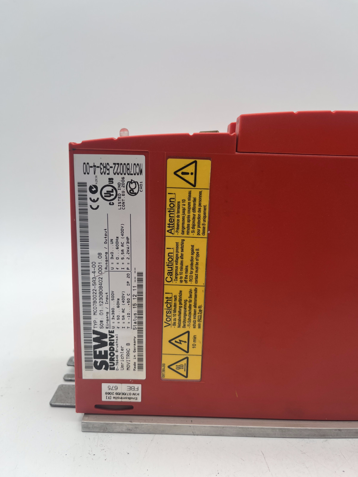 Sew Eurodrive Movitrac B Umrichter | MC07B0022-5A3-4-00 2,2kW, SEW, Bild 6 von 6