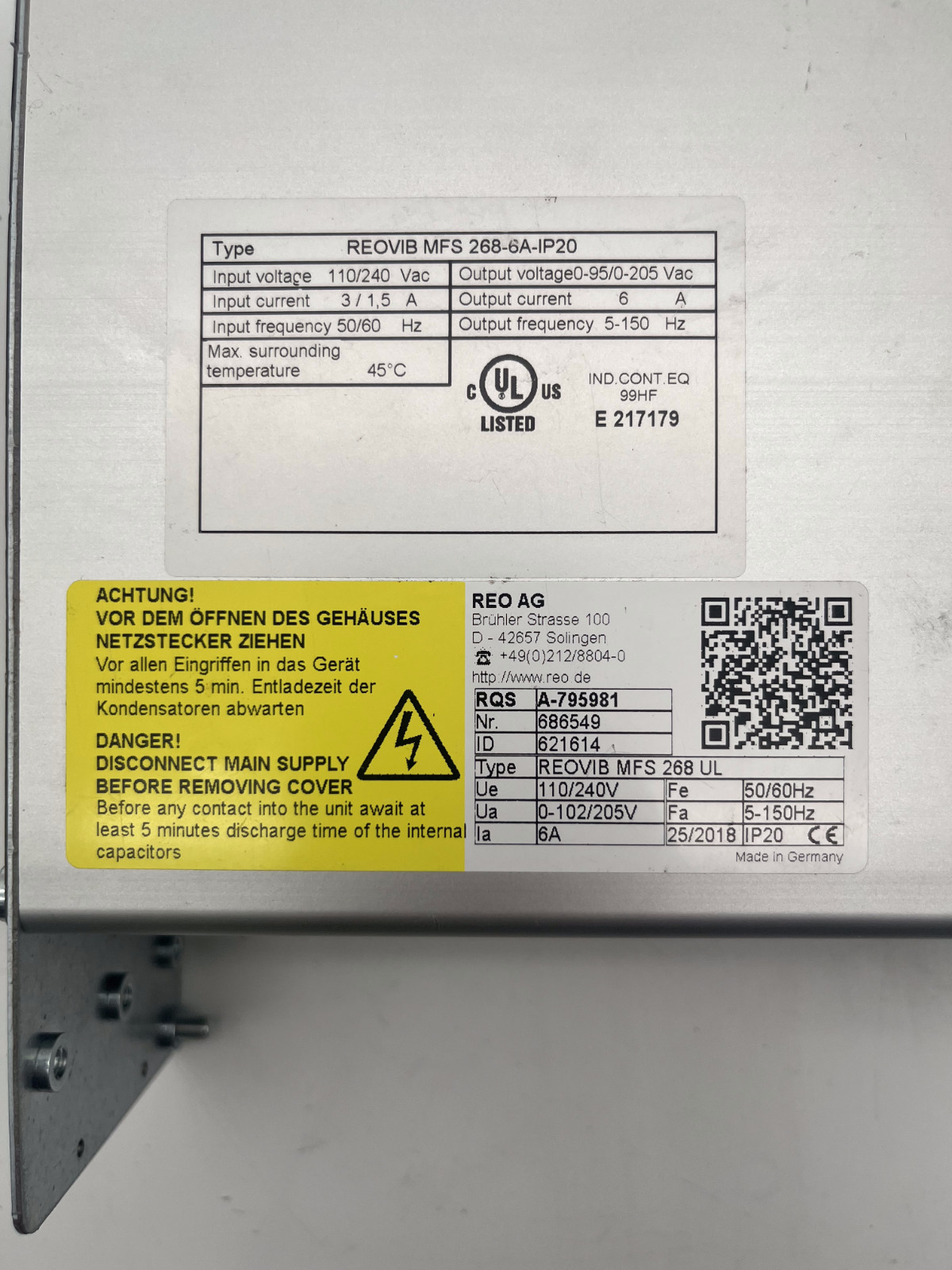 REO ELEKTRONIK REOVIB MFS 268-6A-IP20 | MFS 268 UL | ID 621614 | A-795981, REO, photo 4 of 7