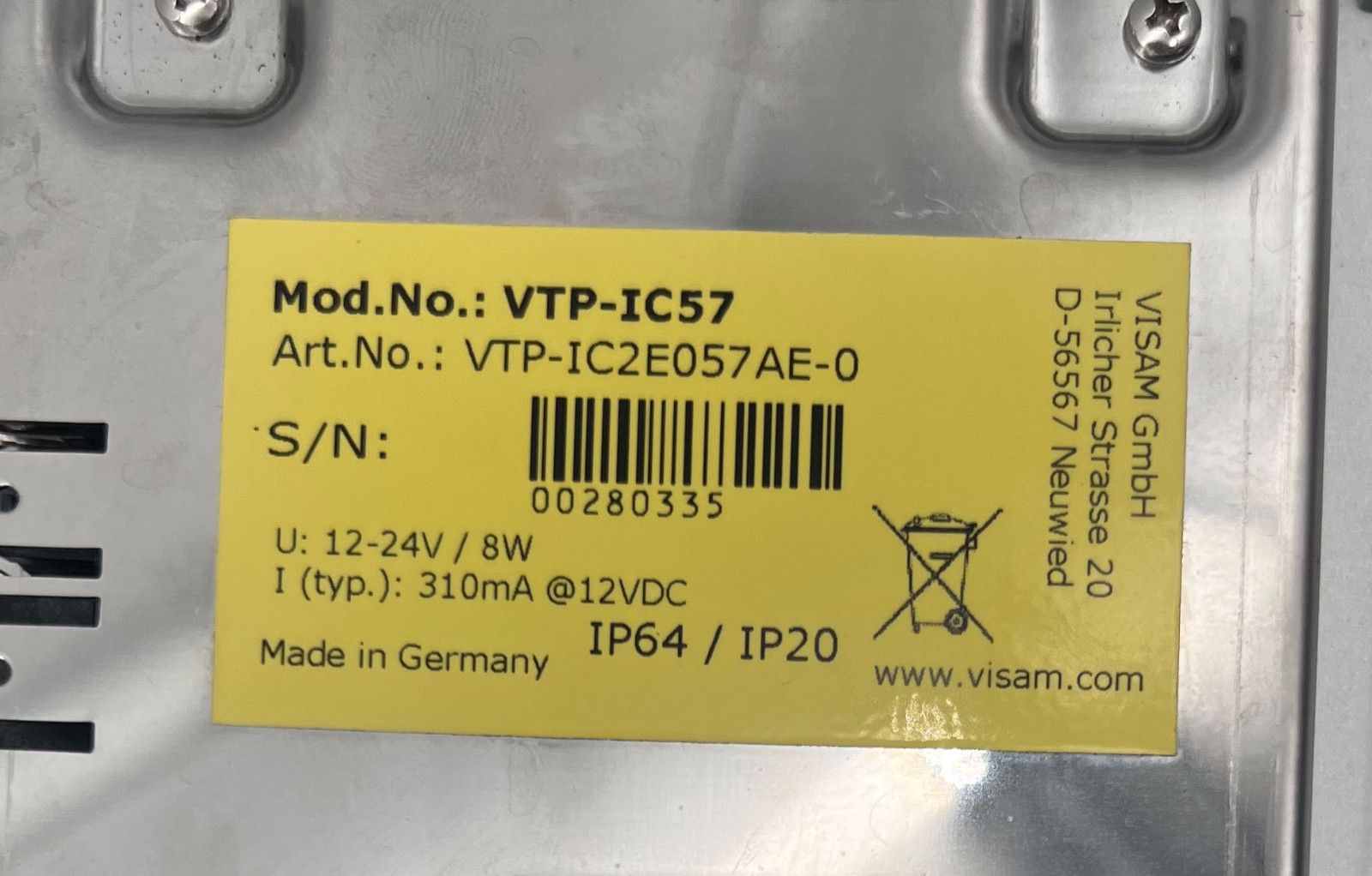 Visam Touch Panel VTP-IC57 VTP-IC2E057AE-0 Windows Embedded CE 6.0 Pro X13-12055, Visam, Bild 2 von 8