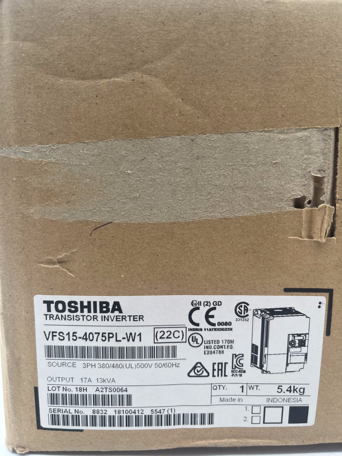 Toshiba VFS15-4075PL-W1 Vektor-Umrichter Max.Motorleistung: 7,5kW, Toshiba, Bild 5 von 6