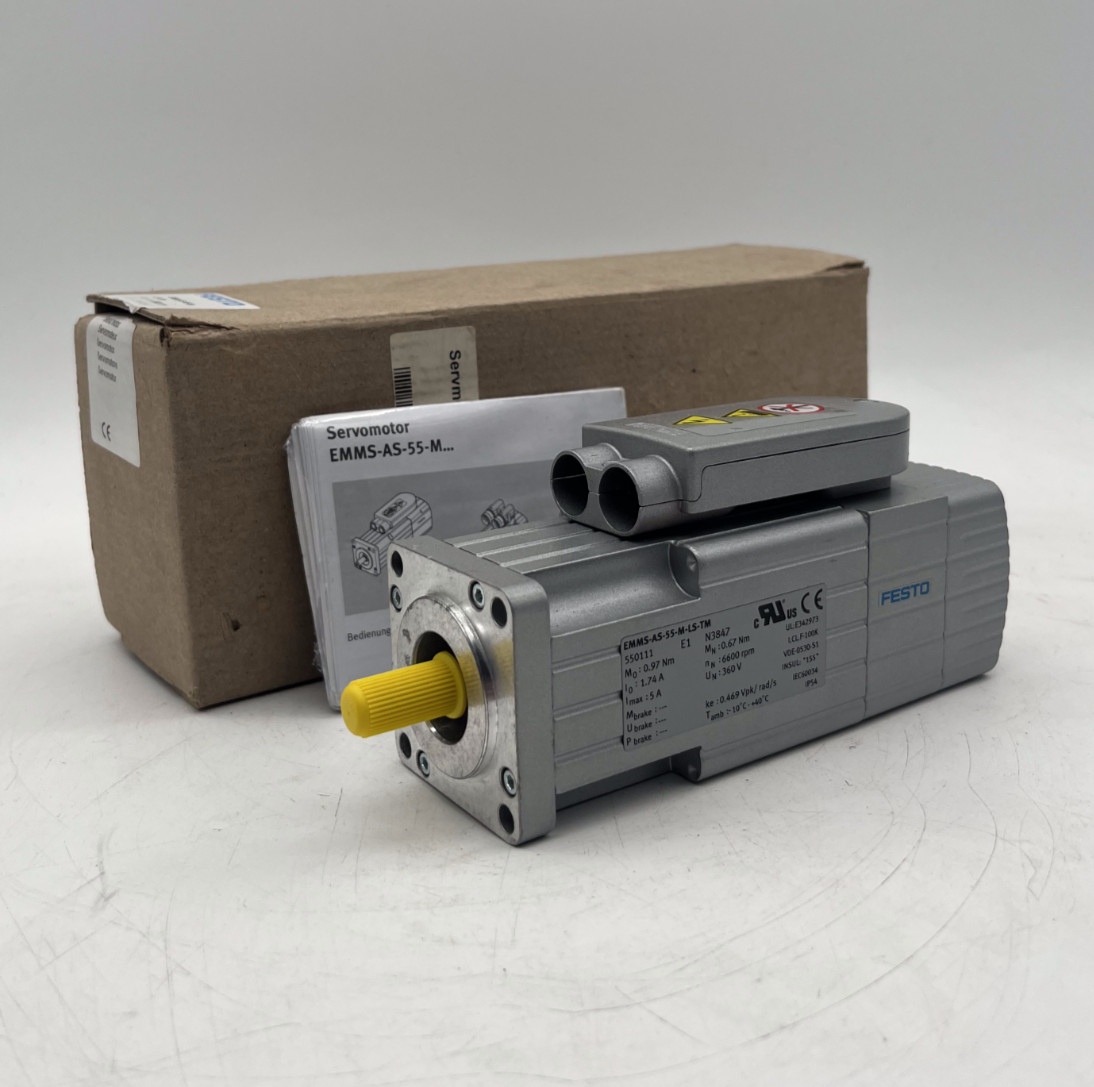 FESTO 550111 EMMS-AS DC SERVO MOTOR EMMS-AS-55-M-LS-TM 360VDC NUPI E1 N3847