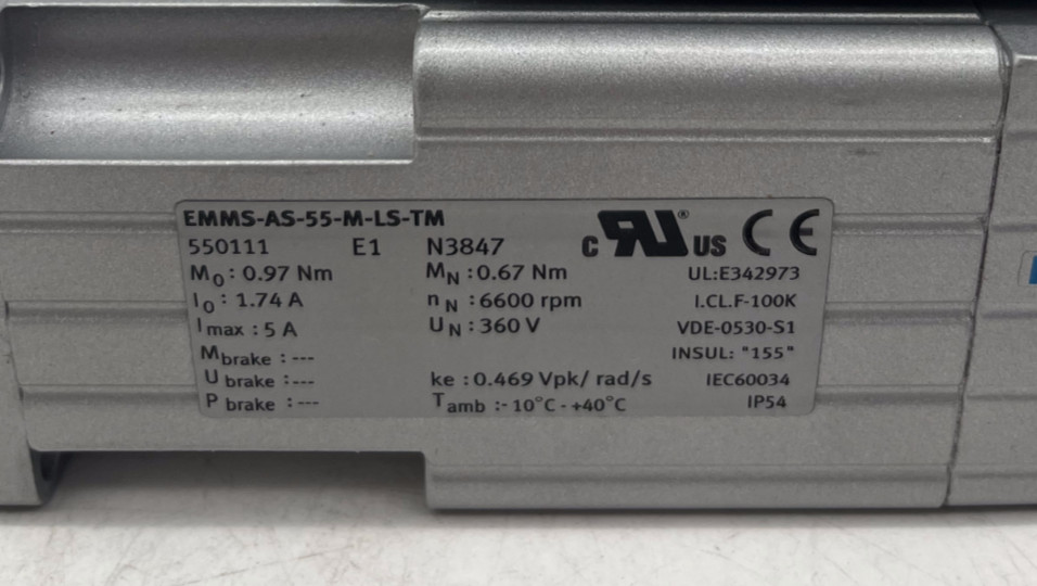 FESTO 550111 EMMS-AS DC SERVO MOTOR EMMS-AS-55-M-LS-TM 360VDC NUPI E1 N3847, FESTO, Bild 2 von 13