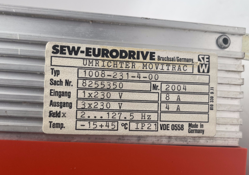 SEW Eurodrive Movitrac 1008-231-4-00 Umrichter | 8255350 230V Frequenzumrichter, SEW, Bild 3 von 8