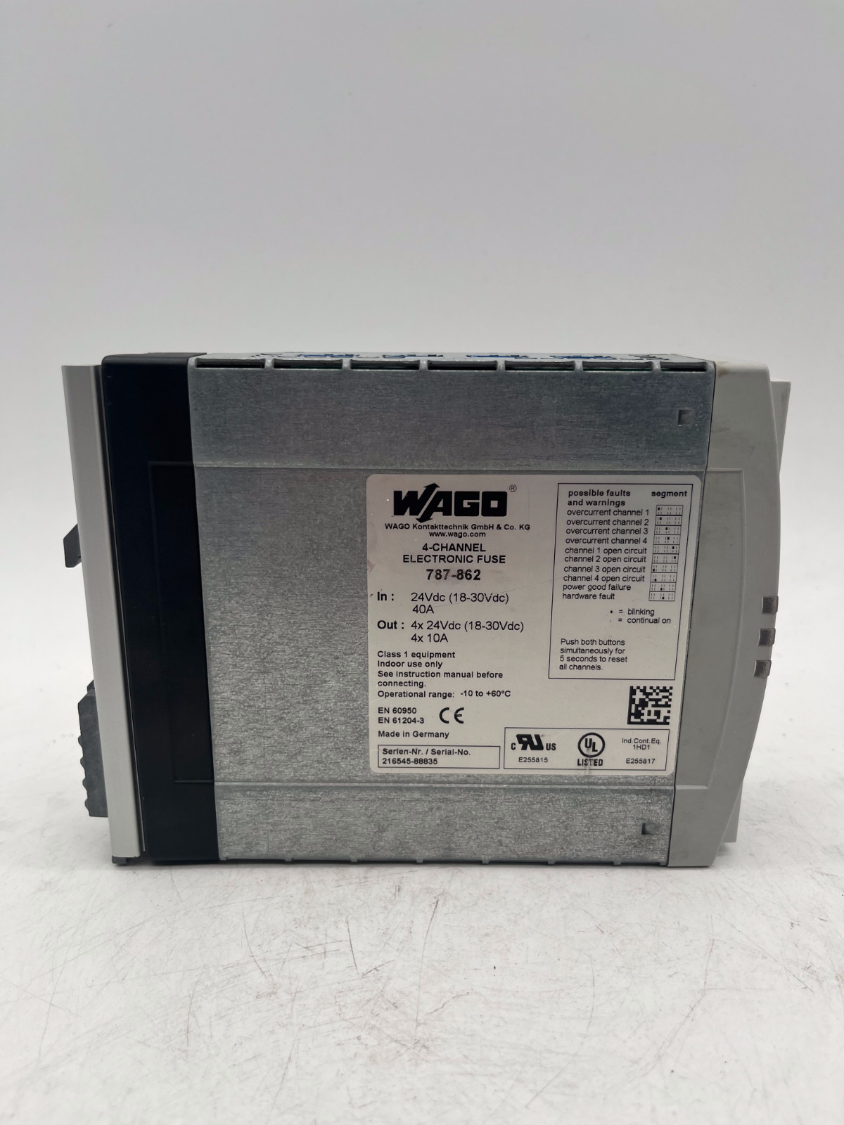 WAGO 787-862 4-Channel Electronic Fuse 24 V/DC 10A 240W, WAGO, photo 7 of 10