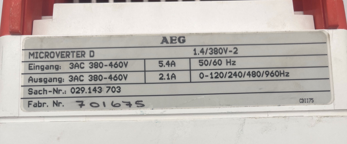 AEG Microverter D 1.4/380V-2 Frequenzumrichter 50/60Hz Inverter 380-460V, AEG, Bild 2 von 7