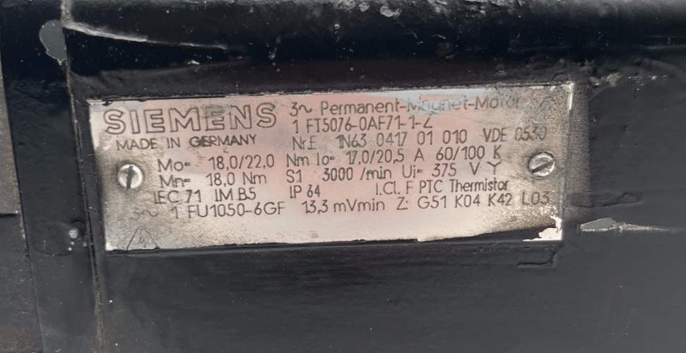 Siemens 1FT5076-0AF71-1-Z Servomotor 18 Nm 3000/min 5,6 kW 1FT5, Siemens, Bild 2 von 7
