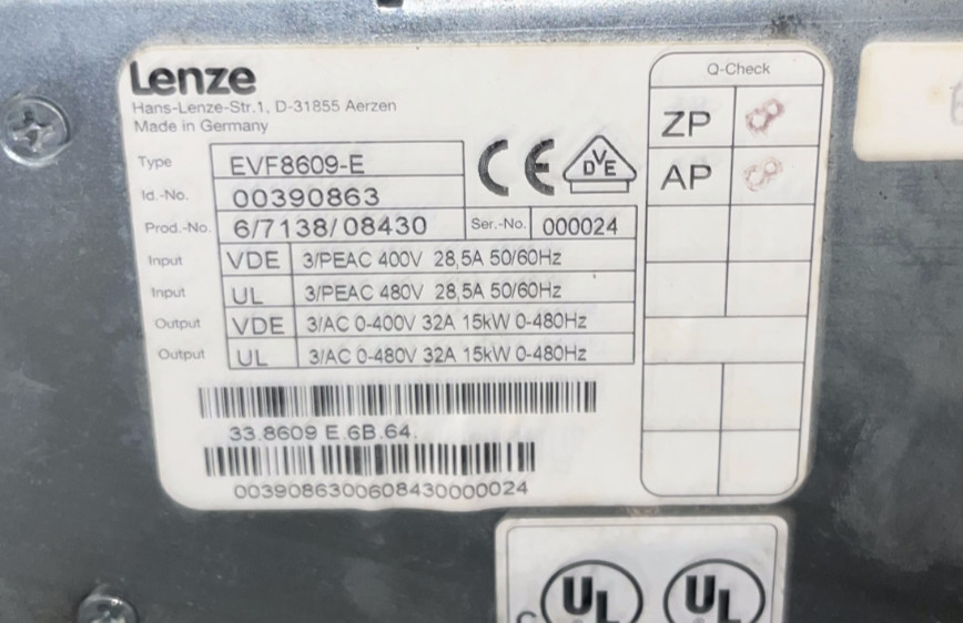 Lenze 8600 Frequenzumrichter EVF8609-E Id.-No. 00390863 | 33.8609 E.6B.64 | 15kW, Lenze, Bild 2 von 8