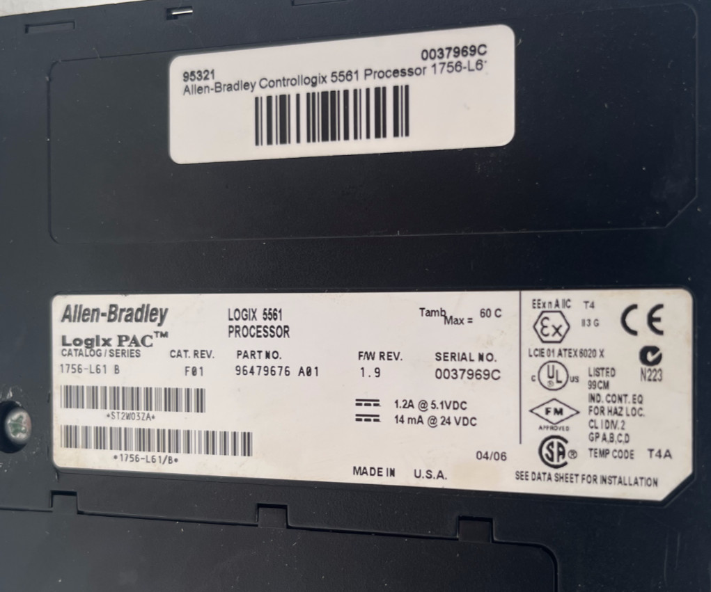 Allen-Bradley Logix 5561 Processor unit PartNo. 96479676 A01 Series 1756-L61 B, Allen-Bradley, Bild 5 von 8